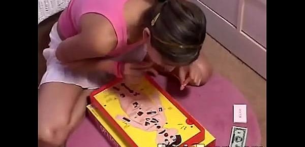 Petite teen shows off small tits